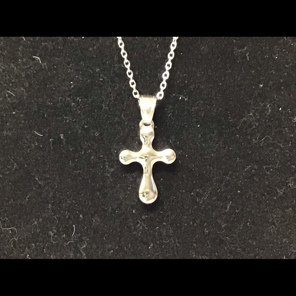 Stainless Steel Bubble Cross Necklace - Picture 3 of 5